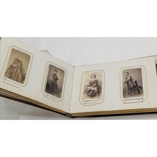 61 - Antique Leather covered photograph album (+2 others) with CDV portrait photos (with annotations) inc... 