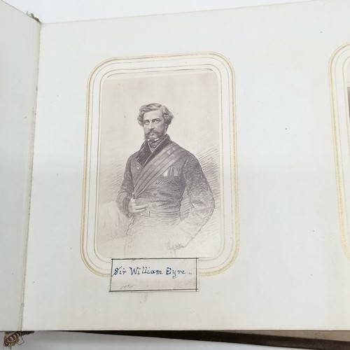 61 - Antique Leather covered photograph album (+2 others) with CDV portrait photos (with annotations) inc... 