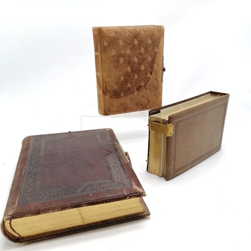 61 - Antique Leather covered photograph album (+2 others) with CDV portrait photos (with annotations) inc... 