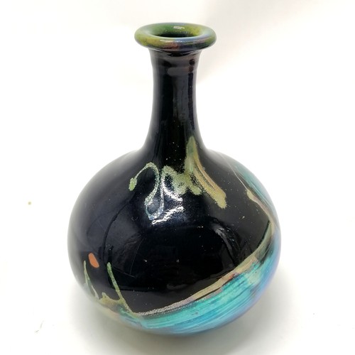 67 - Art pottery vase with high fired decoration and signature to base - 14cm high