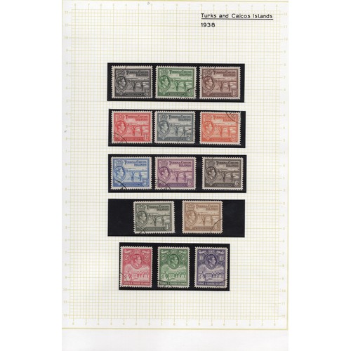 77 - 7 pages of used KGVI stamps inc Gambia elephants etc