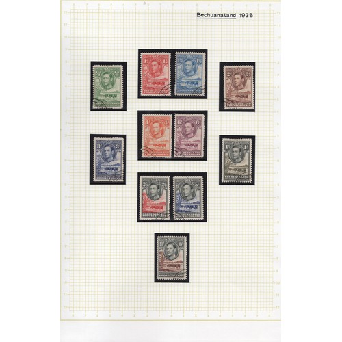 77 - 7 pages of used KGVI stamps inc Gambia elephants etc