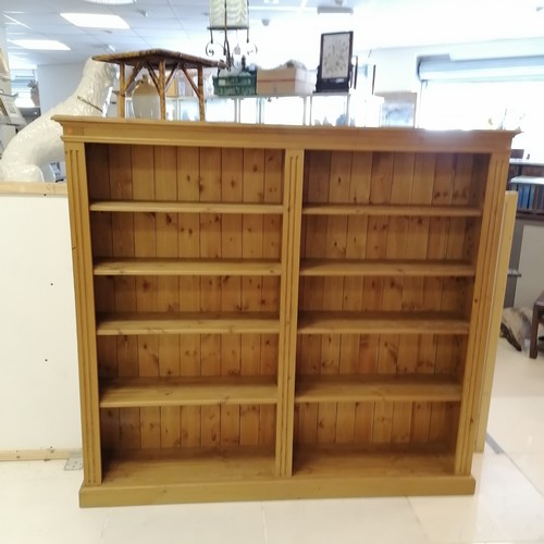 86 - Large pine bookcase with adjustable shelves, 168 cm wide, 154 cm high, 30 cm deep, good used conditi... 