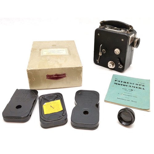 99 - Pathescope Moto camera 9.5 mm with original manual, boots super 8 zoom 110, Honeywell Elmo super 8, ... 