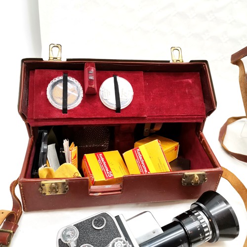 105 - Bolex Leather cased 8 mm P1 Zoom Reflex Cine Camera, with lenses, films and Accessories, t/w another... 