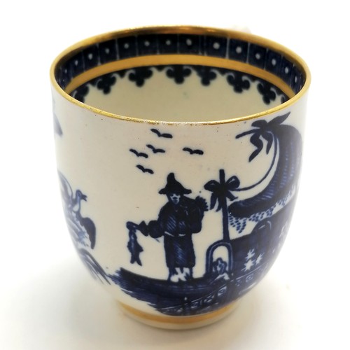 115 - c.1785 Worcester coffee cup with chinoiserie pattern & blue numeral 5 'oriental' mark to base - 6cm ... 