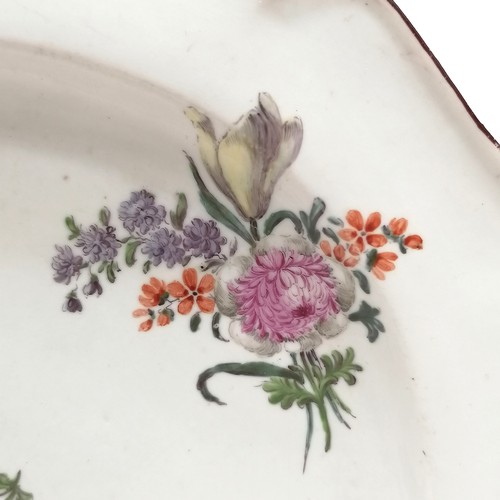 130 - c.1800 English plate with scalloped edge and hand painted bug & flower detail with Winifred Williams... 