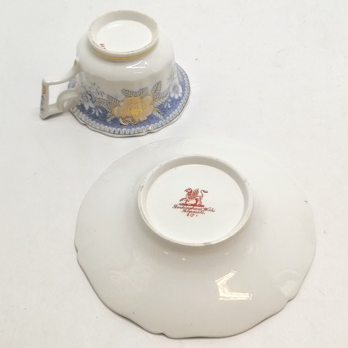 132 - 2 x Rockingham Works Brameld antique cups & saucers - smallest saucer 13.8cm diameter & has hairline... 