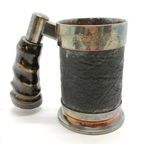 171 - Royal Sable silver plated on copper novelty tankard with antler handle by CW - 12.5cm high