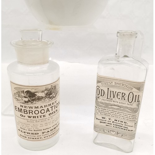 175 - Qty of antique chemists jars, bottles & inhalers (Dr Nelson's) inc Glythos cough tablets jar (22cm) ... 