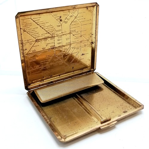 182 - Art Deco alabaster desk thermometer (11.5cm) t/w novelty cigarettes case with map of central London ... 