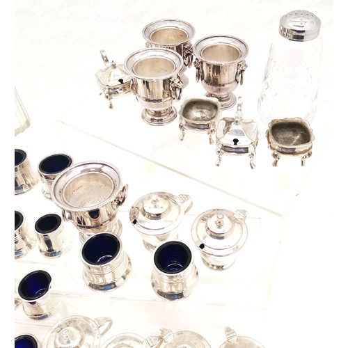 193 - Large quantity of assorted silver plated cruet sets, 4 sugar casters, t/w 4 Viners silver plated vas... 