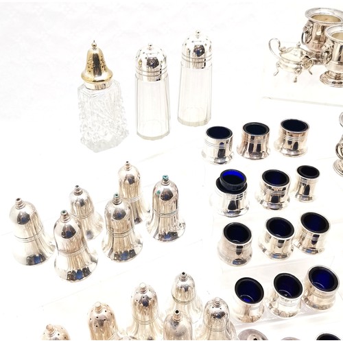 193 - Large quantity of assorted silver plated cruet sets, 4 sugar casters, t/w 4 Viners silver plated vas... 