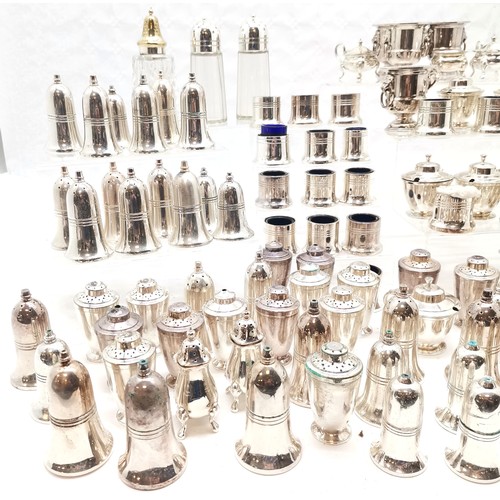 193 - Large quantity of assorted silver plated cruet sets, 4 sugar casters, t/w 4 Viners silver plated vas... 