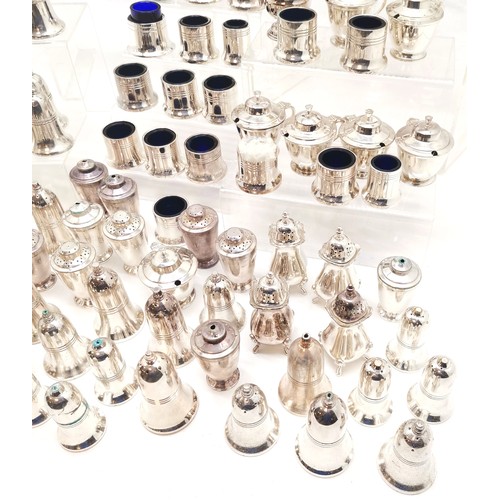 193 - Large quantity of assorted silver plated cruet sets, 4 sugar casters, t/w 4 Viners silver plated vas... 