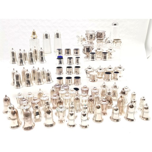 193 - Large quantity of assorted silver plated cruet sets, 4 sugar casters, t/w 4 Viners silver plated vas... 