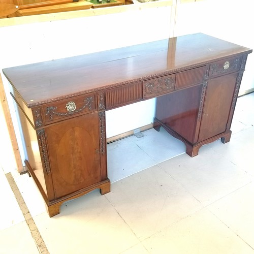 200 - Fitted twin pedestal sideboard containing qty of Garrards cutlery, 190 cm wide, 62 cm deep, 94 cm hi... 