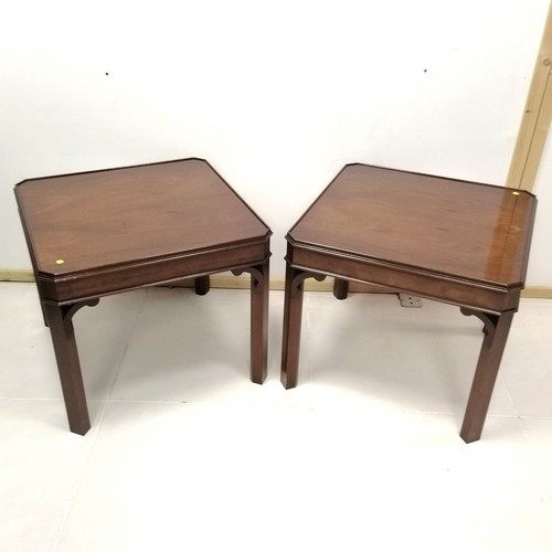 201 - Pair of mahogany tray top tables, 62 cm diameter, 53 cm high