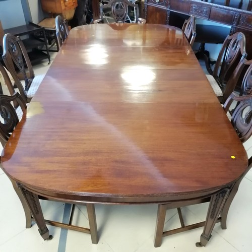 202 - Large mahogany dining table with 2 leaves, 122 cm wide, 244 cm length full extended, 76 cm high, t/w... 