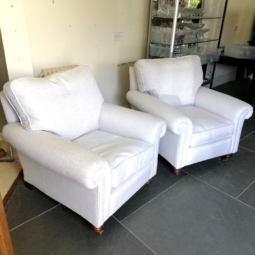 206 - Pair of upholstered armchairs 96 cm wide, 105 cm deep, 85 cm high, in good used condition.