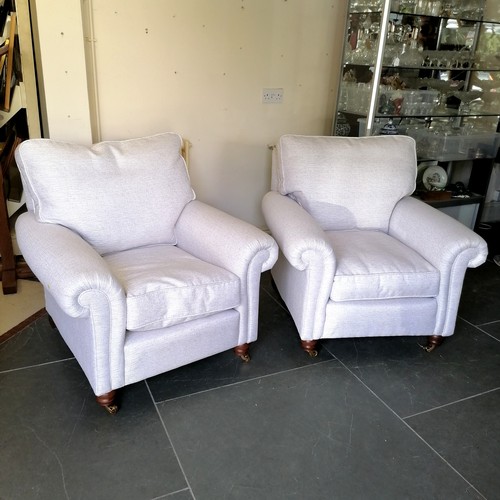 206 - Pair of upholstered armchairs 96 cm wide, 105 cm deep, 85 cm high, in good used condition.