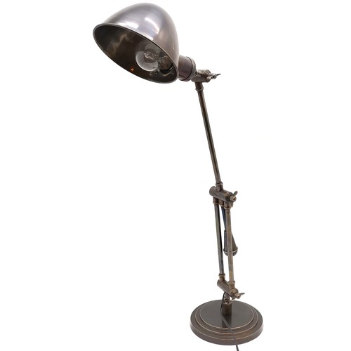 214 - Brass cantilever desk lamp, 78 cm high, 19 cm wide.