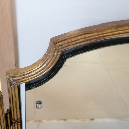 222 - Triple folding dressing mirror in gilt wood, 102 cm length,74 cm wide, in good used condition.