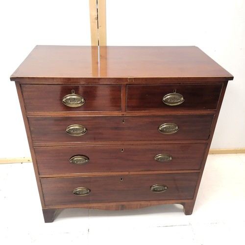 243 - Georgian mahogany chest of 2 short and 3 long graduated drawers, with boxwood string inlay to the to... 