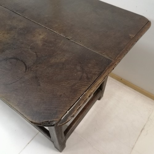 246 - Antique Jacobean style oak Serving table, with signs of old worm, split top, damage to 1 edge, needs... 