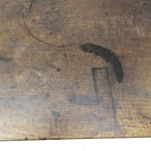 246 - Antique Jacobean style oak Serving table, with signs of old worm, split top, damage to 1 edge, needs... 