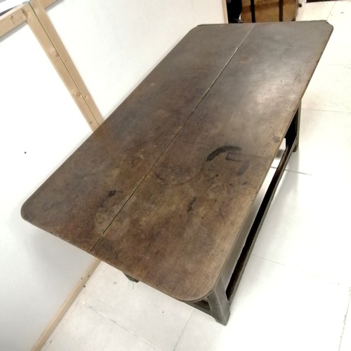 246 - Antique Jacobean style oak Serving table, with signs of old worm, split top, damage to 1 edge, needs... 