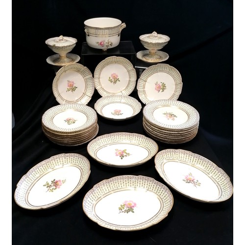 266 - Good quality part dessert service, possibly Coalport? Natgarw? Swansea? numbered in red to the base ... 