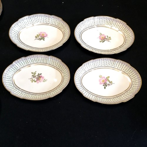 266 - Good quality part dessert service, possibly Coalport? Natgarw? Swansea? numbered in red to the base ... 