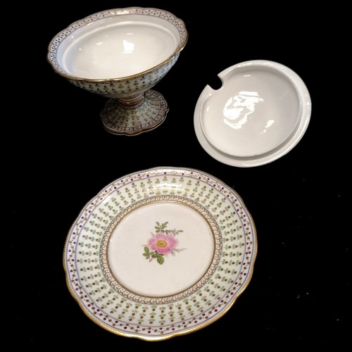 266 - Good quality part dessert service, possibly Coalport? Natgarw? Swansea? numbered in red to the base ... 