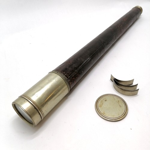 268 - Leather covered telescope with silver coloured metal mounts, extending and adjustable. 77.5 cm exten... 