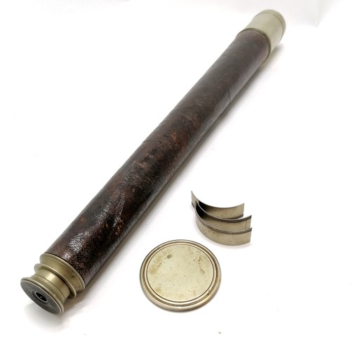 268 - Leather covered telescope with silver coloured metal mounts, extending and adjustable. 77.5 cm exten... 