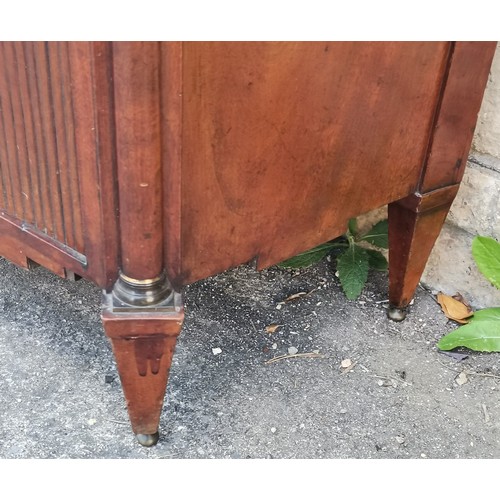 271 - Antique French mahogany tambour fronted commode with single frieze drawer, flanked by Corinthian col... 