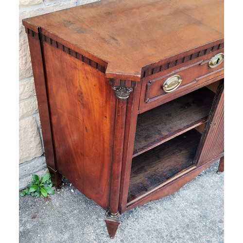 271 - Antique French mahogany tambour fronted commode with single frieze drawer, flanked by Corinthian col... 