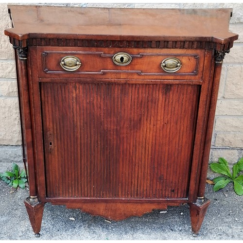 271 - Antique French mahogany tambour fronted commode with single frieze drawer, flanked by Corinthian col... 