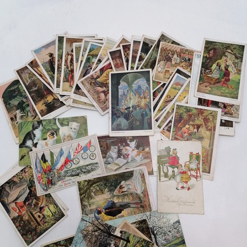 276 - Qty of postcards inc German fairy tale cards after Grimm, China, Egypt etc