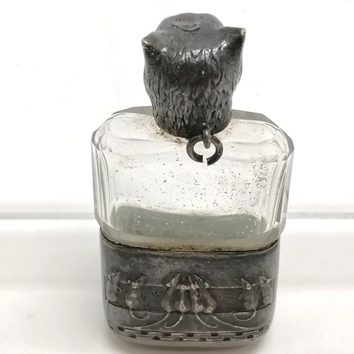 319 - Novelty scent bottle with cat head detail to screw on lid & 16 mouse detail to body and facet cut to... 