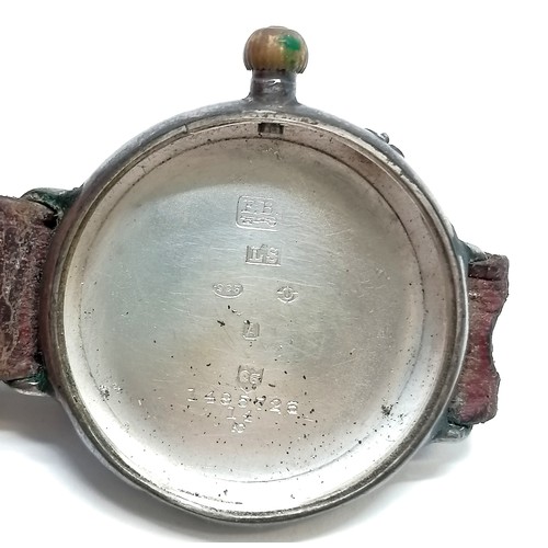 324 - Silver cased vintage trench watch with a 32mm borgel case ~ clean interior but lacks glass & 2nd han... 