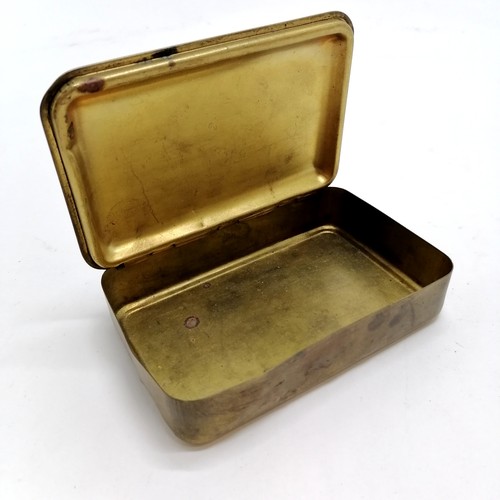 326 - WWI brass empty Princess Mary Christmas tin - 12.8cm x 8.4cm x 2.6cm