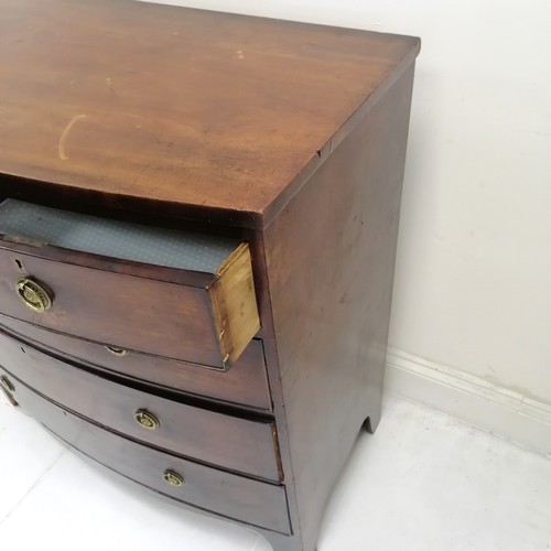 330 - Antique mahogany chest of 2 short and 3 long graduated drawers on splayed legs,  105 cm wide, 55 cm ... 