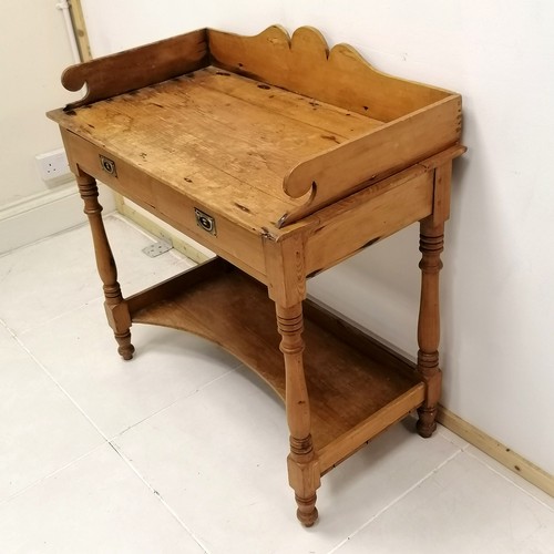 333 - Antique pine Washstand, with 2 single frieze drawers on turned leg supports, 87 cm wide, 48 cm deep,... 