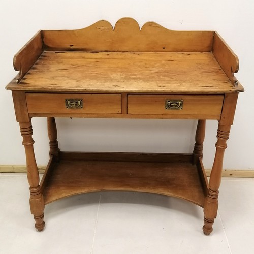 333 - Antique pine Washstand, with 2 single frieze drawers on turned leg supports, 87 cm wide, 48 cm deep,... 