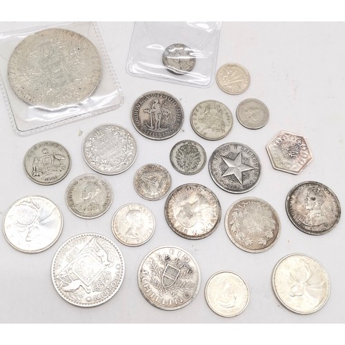 341 - Qty of coins sorted into GB silver / GB coins / Hong Kong / World silver (inc thaler) / French / Ire... 