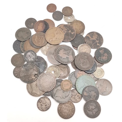 343 - Cash tin containing qty of coins from 1789+ inc some silver