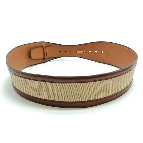 349 - Hermes late 1950's matching leather & canvas belt with gold tone detail with original Hermes retail ... 