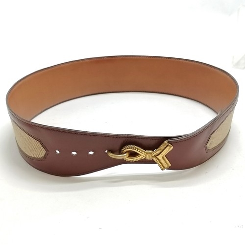 349 - Hermes late 1950's matching leather & canvas belt with gold tone detail with original Hermes retail ... 